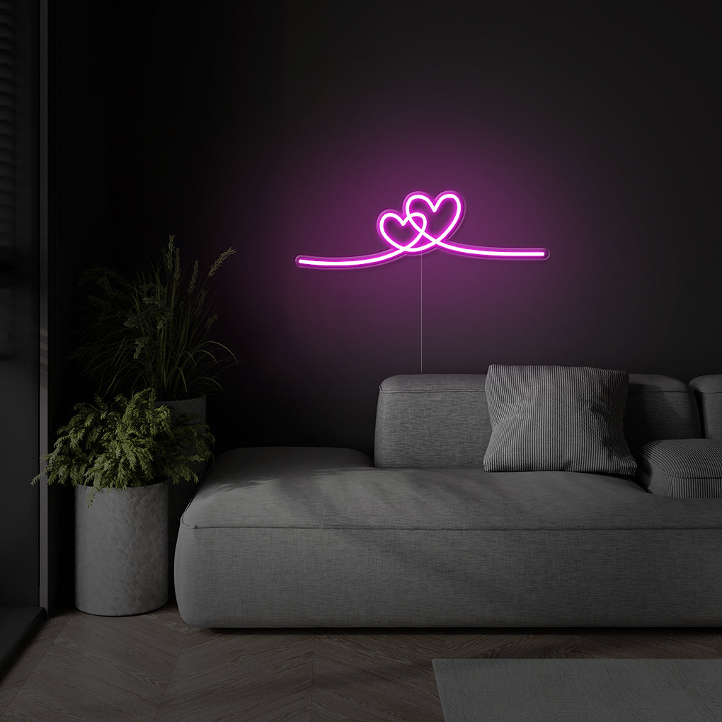 Double Heart LED Neon Sign