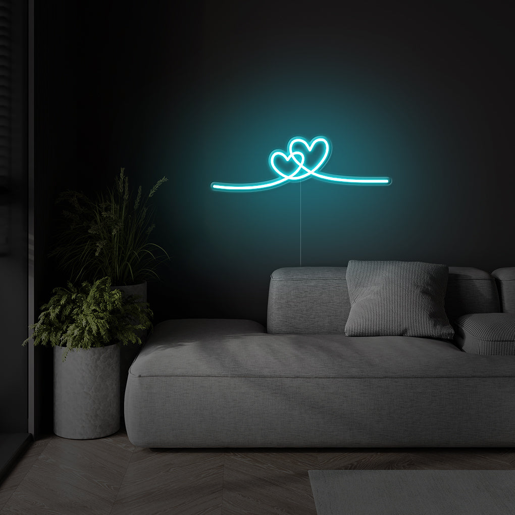 Double Heart LED Neon Sign