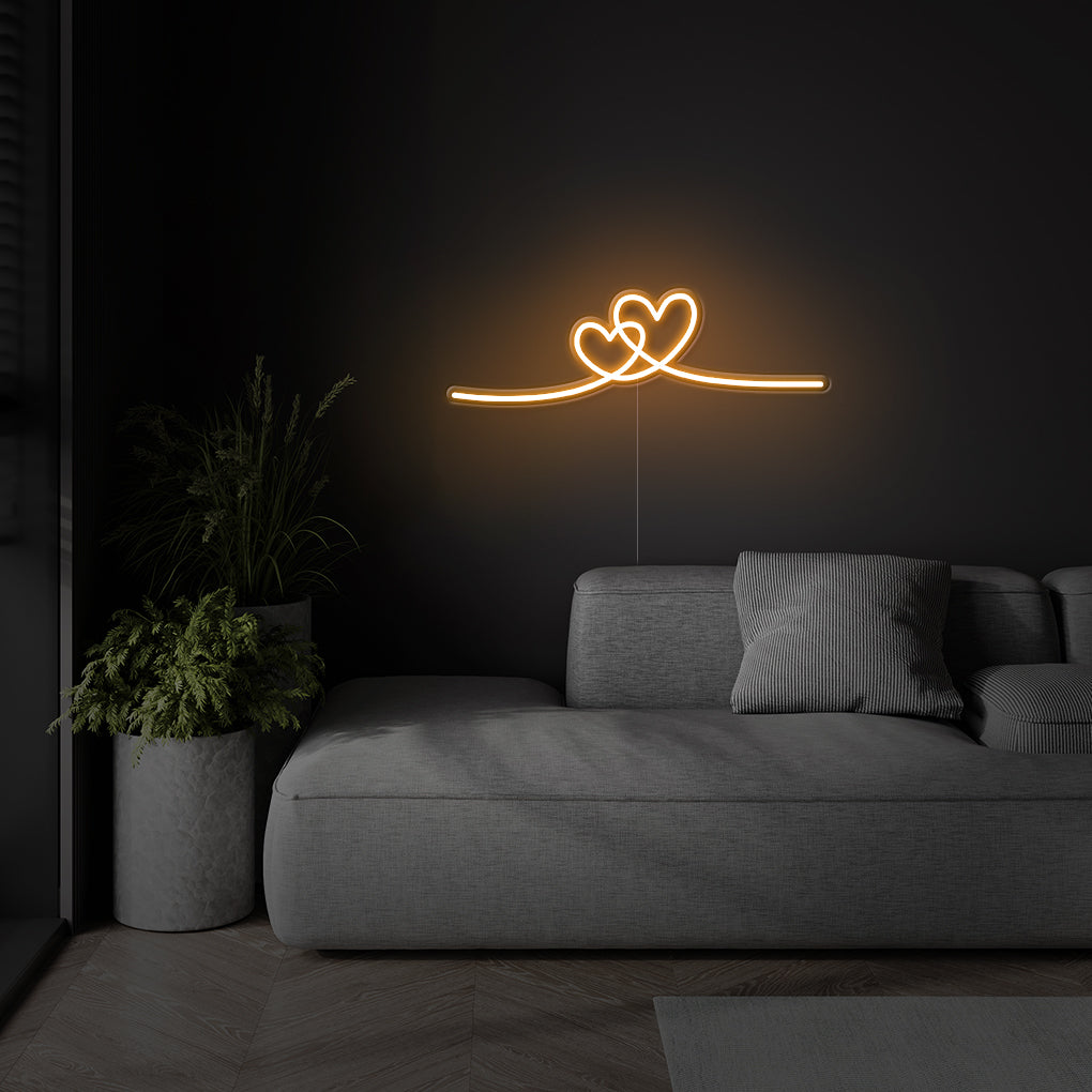 Double Heart LED Neon Sign