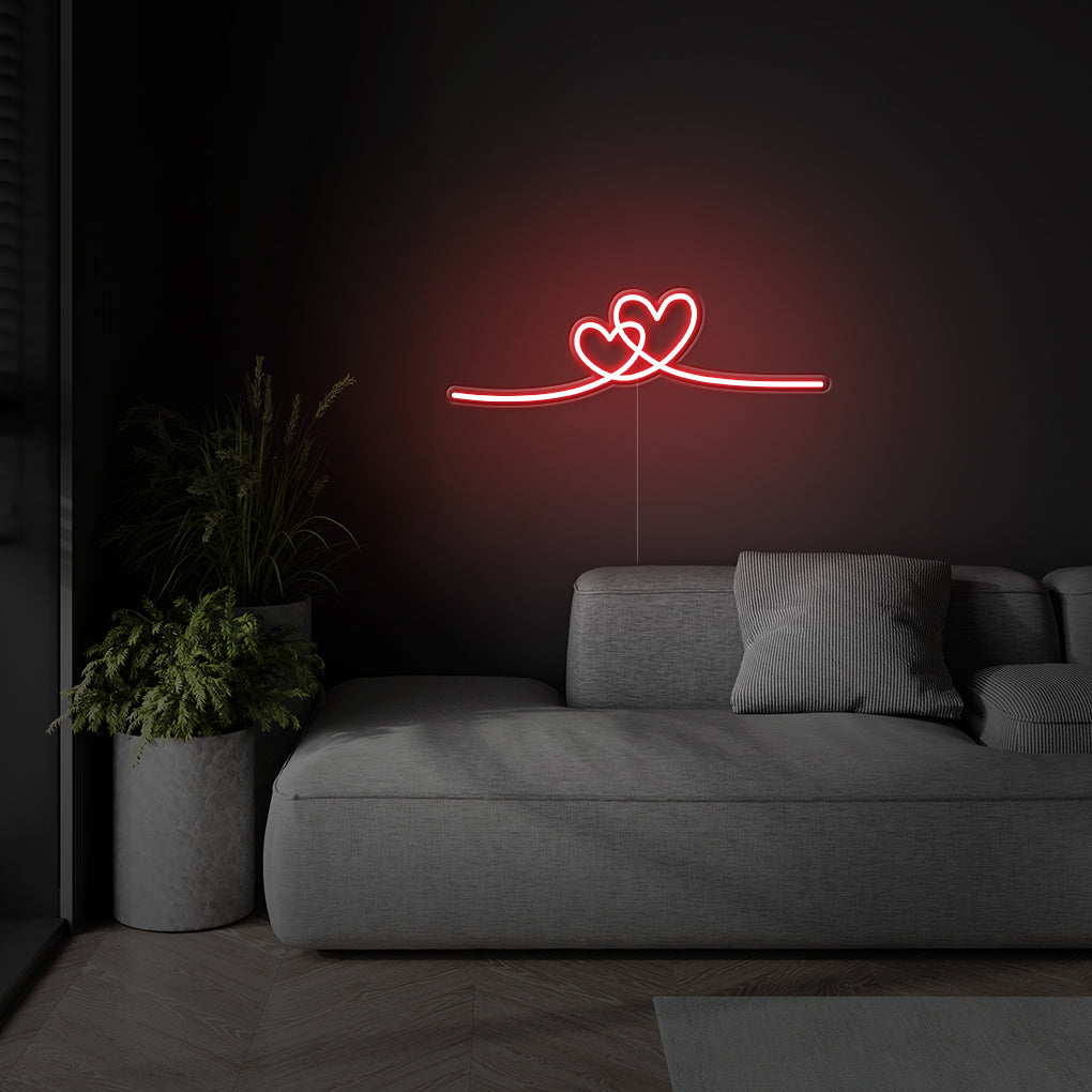 Double Heart LED Neon Sign