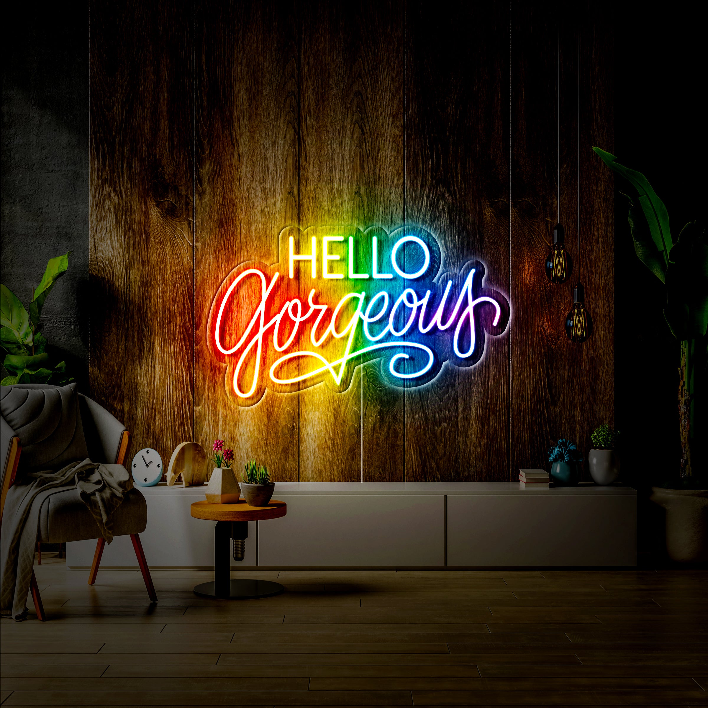 'Hello Gorgeous' 2 LED Neon Sign