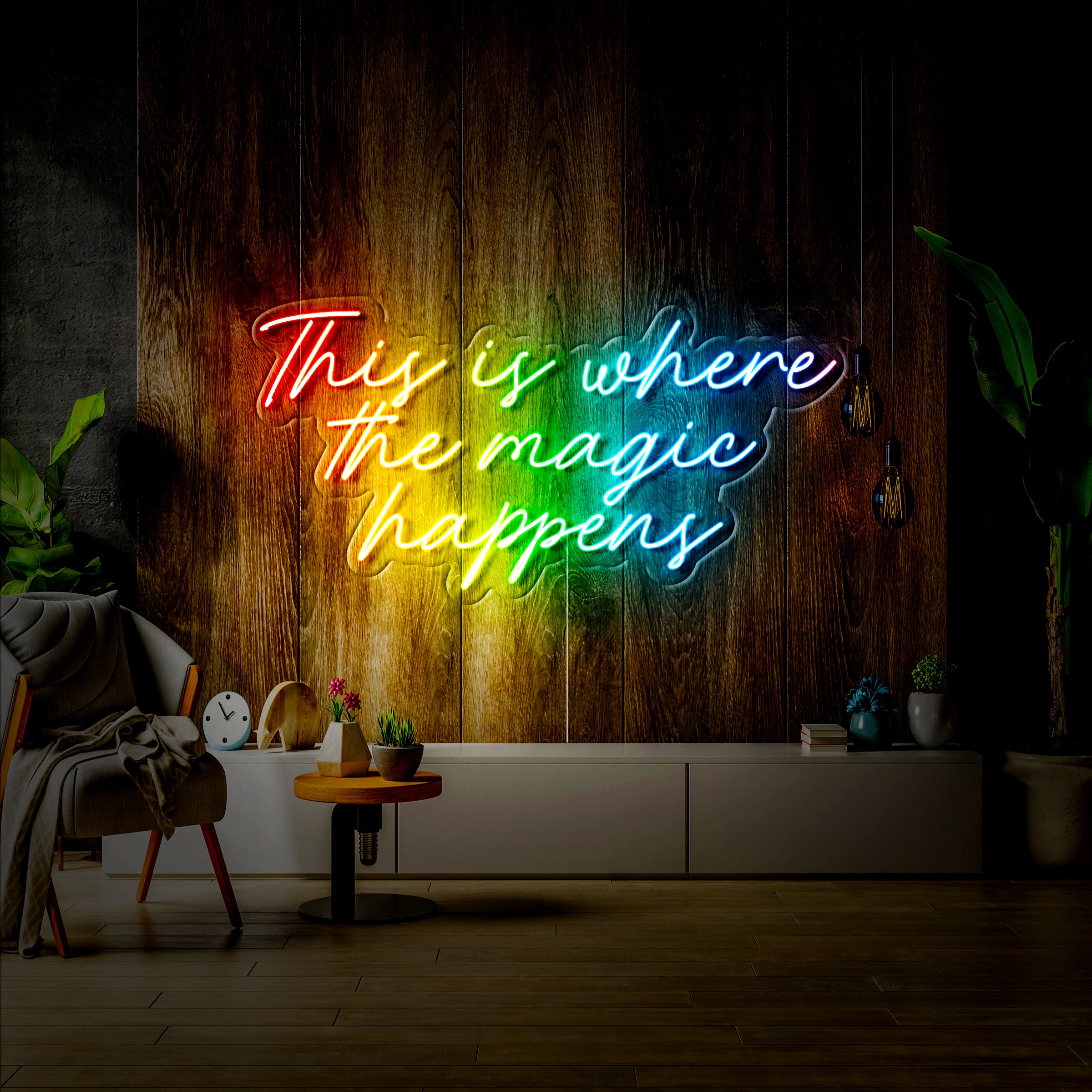 'This Is Where The Magic Happens' LED Neon Sign
