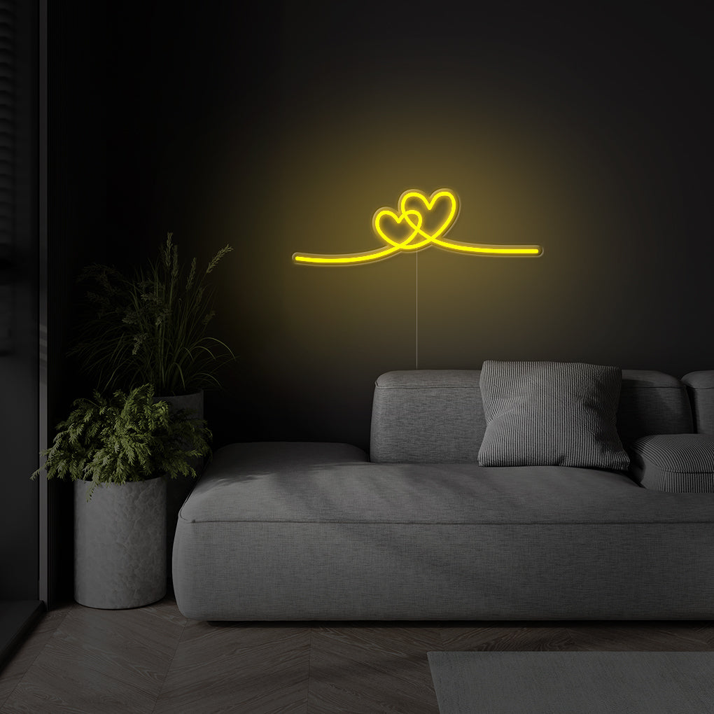 Double Heart LED Neon Sign