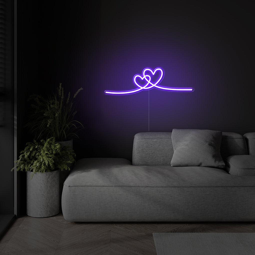 Double Heart LED Neon Sign